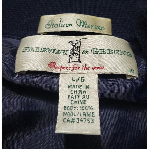 Fairway & Greene Sweater Vest Wind Vest Merino Wool Collared 1/4 Zip Large Blue - Picture 3 of 6